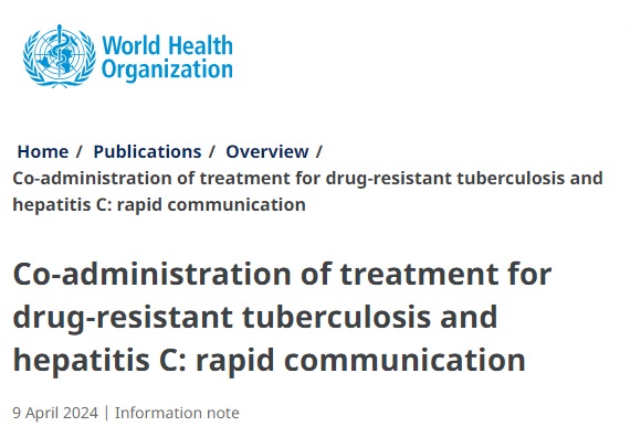 New WHO data on co-administration of treatment for drug-resistant tuberculosis and hepatitis C